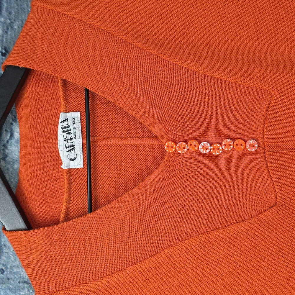 Vintage | 80s Charisma Made In Italy Burnt Orange Tunic Sweater - Picture 3 of 9